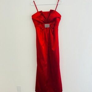 Vintage 90s Aspeed Red Satin Maxi Gown Medium